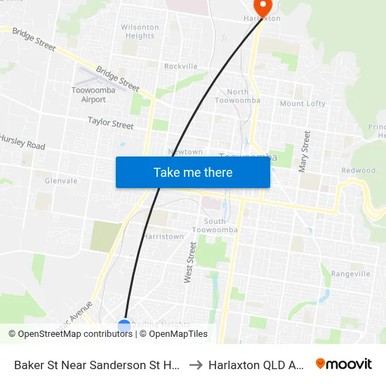 Baker St Near Sanderson St Hail 'N' Ride to Harlaxton QLD Australia map