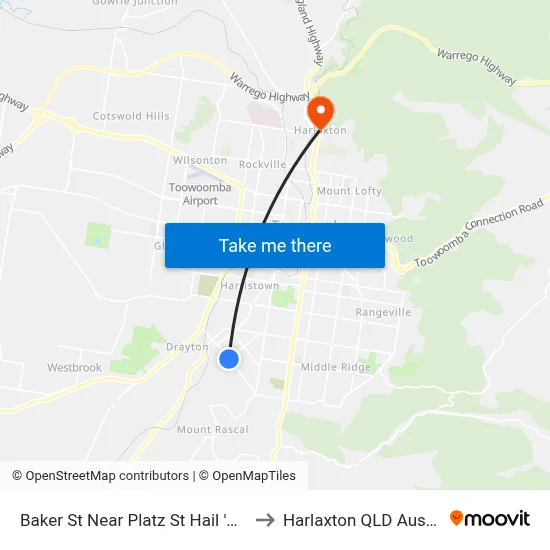 Baker St Near Platz St Hail 'N' Ride to Harlaxton QLD Australia map