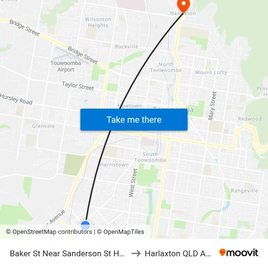 Baker St Near Sanderson St Hail 'N' Ride to Harlaxton QLD Australia map