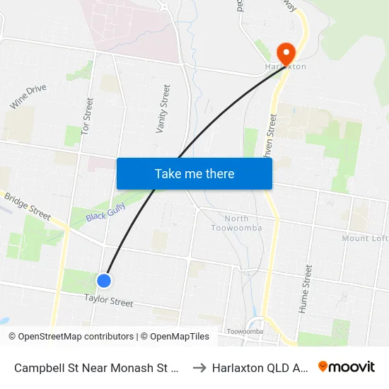 Campbell St Near Monash St Hail 'N' Ride to Harlaxton QLD Australia map