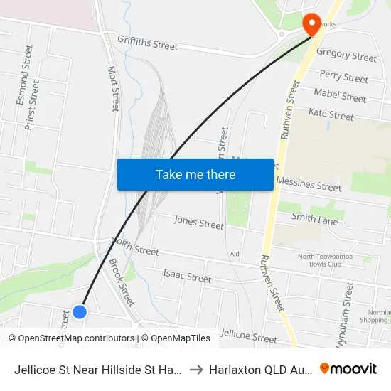 Jellicoe St Near Hillside St Hail 'N' Ride to Harlaxton QLD Australia map