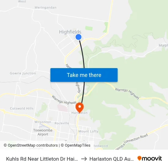 Kuhls Rd Near Littleton Dr Hail 'N' Ride to Harlaxton QLD Australia map
