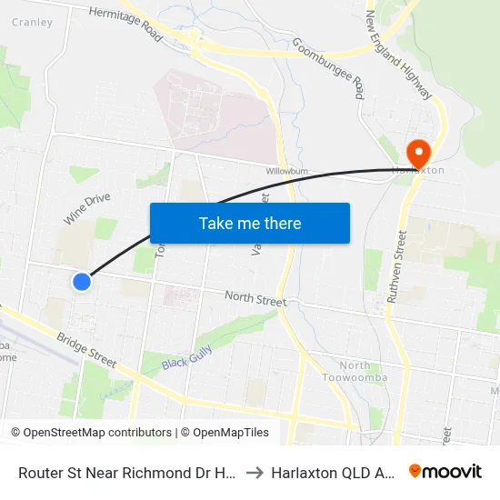 Router St Near Richmond Dr Hail 'N' Ride to Harlaxton QLD Australia map