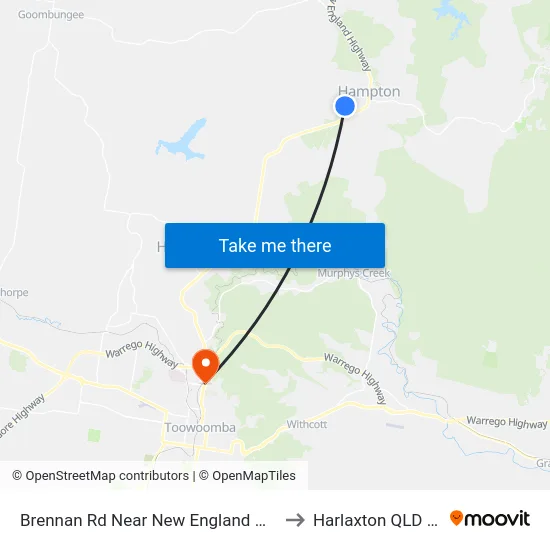 Brennan Rd Near New England Hwy Hail 'N' Ride to Harlaxton QLD Australia map
