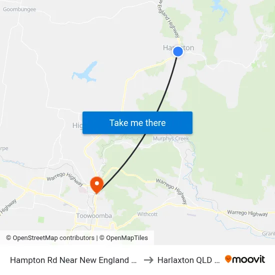 Hampton Rd Near New England Hwy Hail 'N' Ride to Harlaxton QLD Australia map
