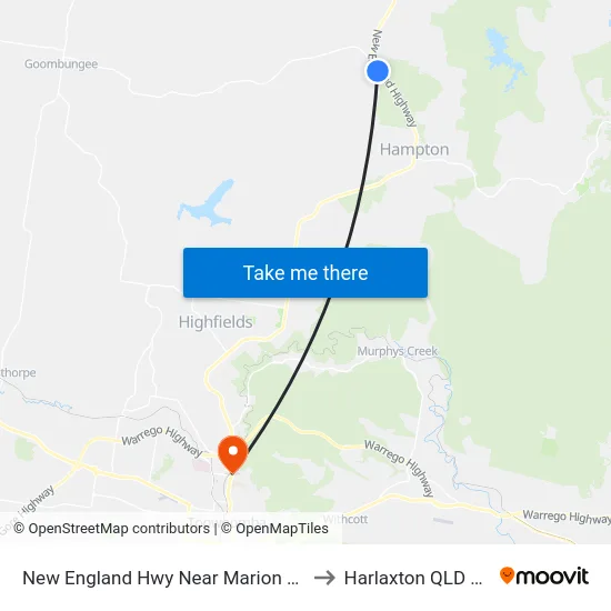 New England Hwy Near Marion St Hail 'N' Ride to Harlaxton QLD Australia map