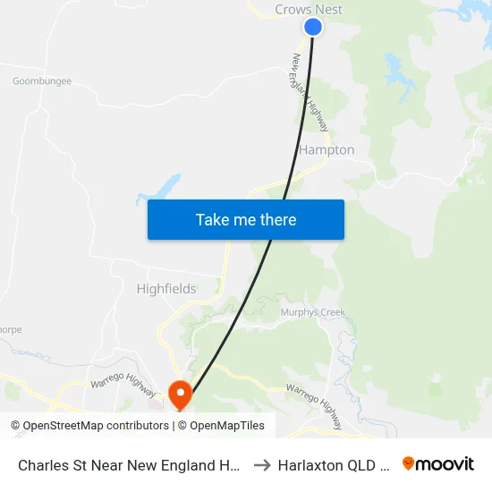 Charles St Near New England Hwy Hail 'N' Ride to Harlaxton QLD Australia map