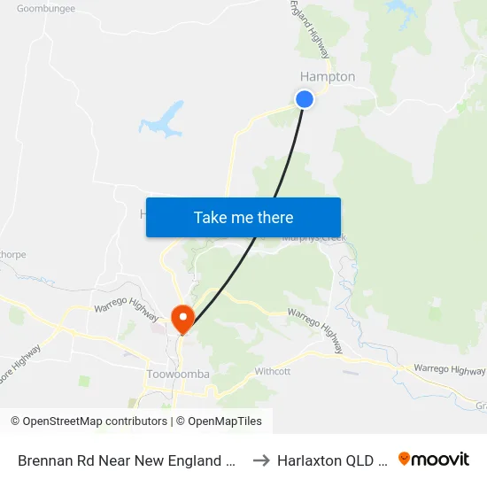 Brennan Rd Near New England Hwy Hail 'N' Ride to Harlaxton QLD Australia map