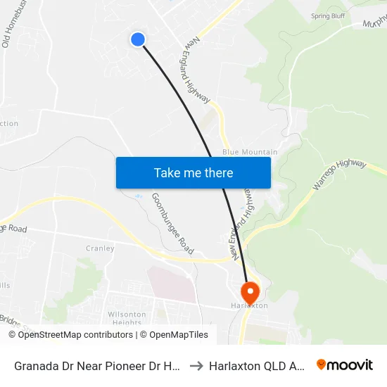 Granada Dr Near Pioneer Dr Hail 'N' Ride to Harlaxton QLD Australia map