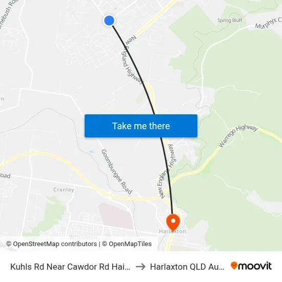 Kuhls Rd Near Cawdor Rd Hail 'N' Ride to Harlaxton QLD Australia map