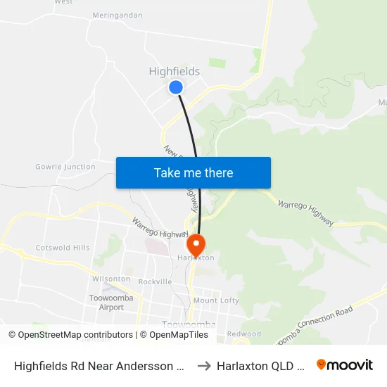 Highfields Rd Near Andersson Ct Hail 'N' Ride to Harlaxton QLD Australia map