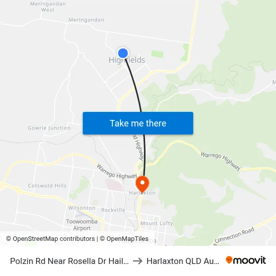 Polzin Rd Near Rosella Dr Hail 'N' Ride to Harlaxton QLD Australia map