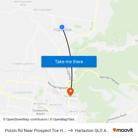 Polzin Rd Near Prospect Tce Hail 'N' Ride to Harlaxton QLD Australia map