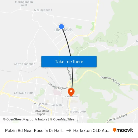 Polzin Rd Near Rosella Dr Hail 'N' Ride to Harlaxton QLD Australia map