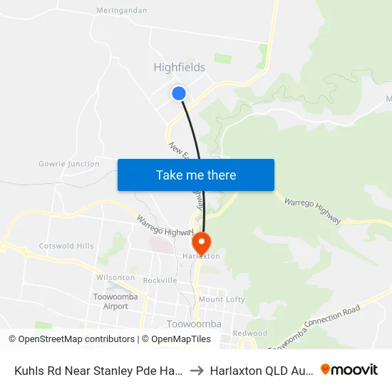 Kuhls Rd Near Stanley Pde Hail 'N' Ride to Harlaxton QLD Australia map