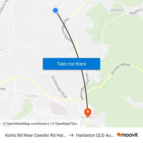Kuhls Rd Near Cawdor Rd Hail 'N' Ride to Harlaxton QLD Australia map