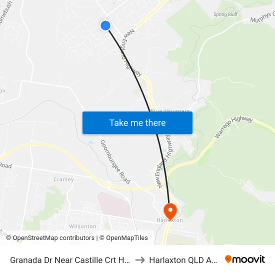 Granada Dr Near Castille Crt Hail 'N' Ride to Harlaxton QLD Australia map