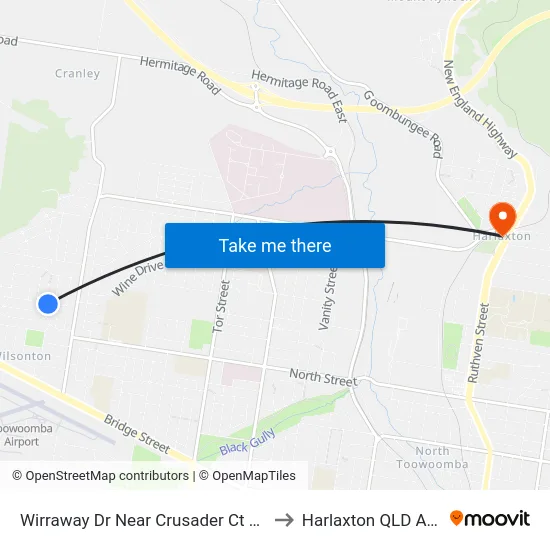 Wirraway Dr Near Crusader Ct Hail 'N' Ride to Harlaxton QLD Australia map