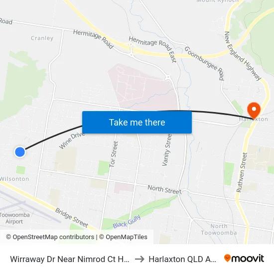 Wirraway Dr Near Nimrod Ct Hail 'N' Ride to Harlaxton QLD Australia map