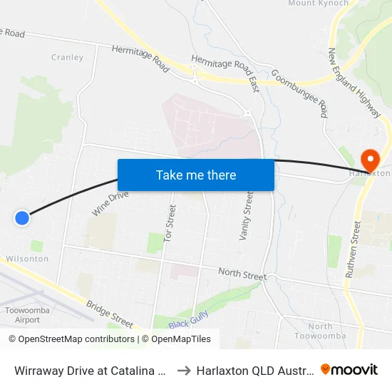 Wirraway Drive at Catalina Drive to Harlaxton QLD Australia map