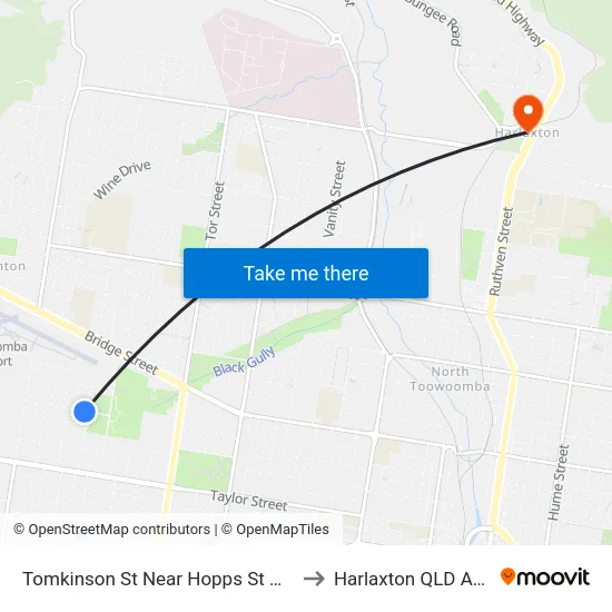 Tomkinson St Near Hopps St Hail 'N' Ride to Harlaxton QLD Australia map