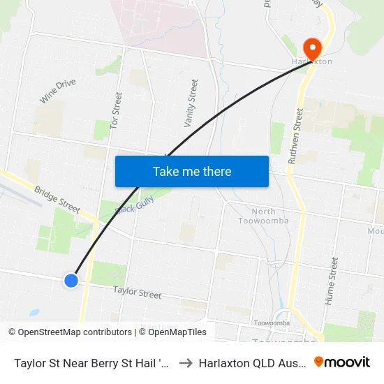 Taylor St Near Berry St Hail 'N' Ride to Harlaxton QLD Australia map