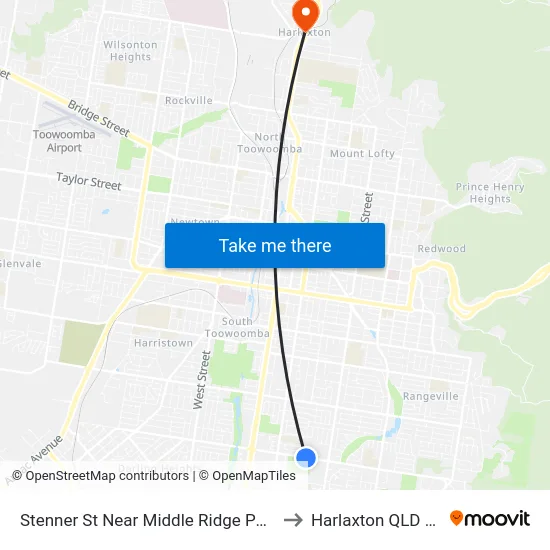 Stenner St Near Middle Ridge Park Hail 'N' Ride to Harlaxton QLD Australia map