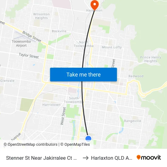 Stenner St Near Jakirralee Ct Hail 'N' Ride to Harlaxton QLD Australia map