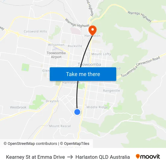 Kearney St at Emma Drive to Harlaxton QLD Australia map