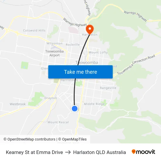 Kearney St at Emma Drive to Harlaxton QLD Australia map
