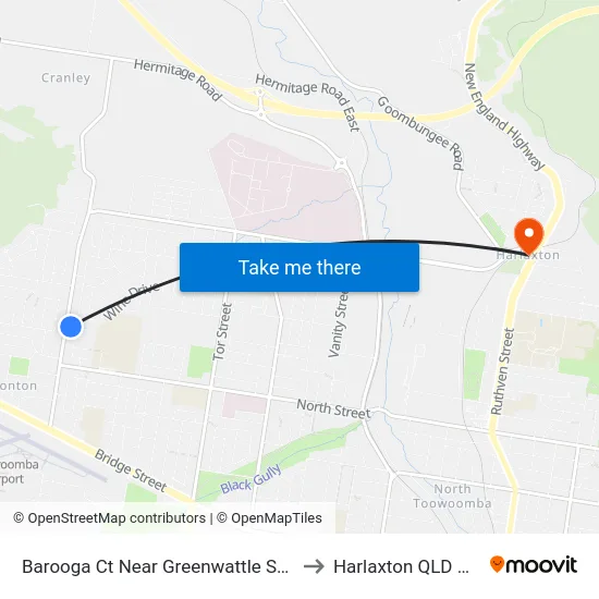 Barooga Ct Near Greenwattle St Hail 'N' Ride to Harlaxton QLD Australia map