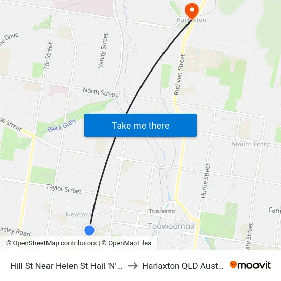Hill St Near Helen St Hail 'N' Ride to Harlaxton QLD Australia map