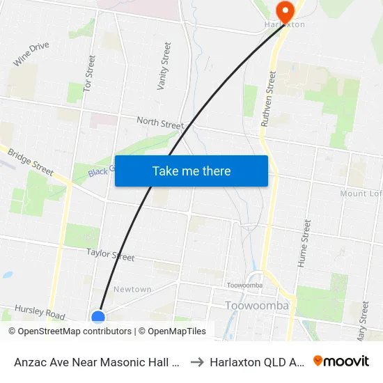 Anzac Ave Near Masonic Hall Hail 'N' Ride to Harlaxton QLD Australia map