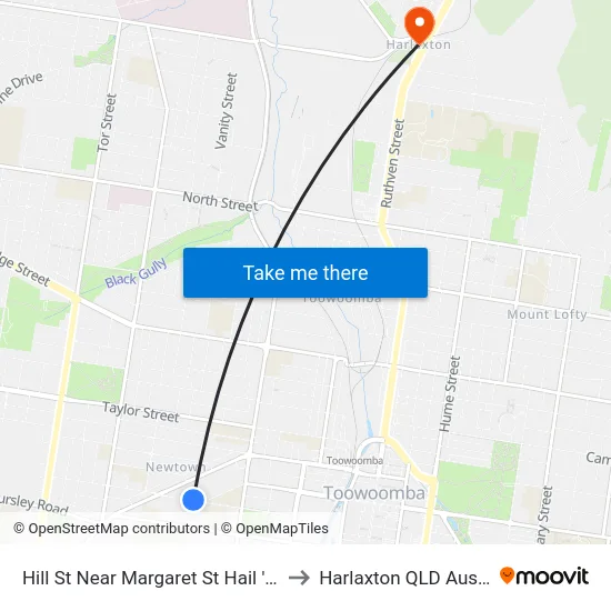 Hill St Near Margaret St Hail 'N' Ride to Harlaxton QLD Australia map