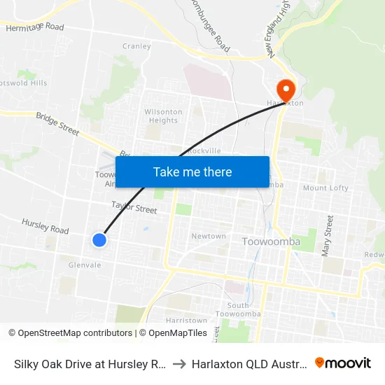 Silky Oak Drive at Hursley Road to Harlaxton QLD Australia map