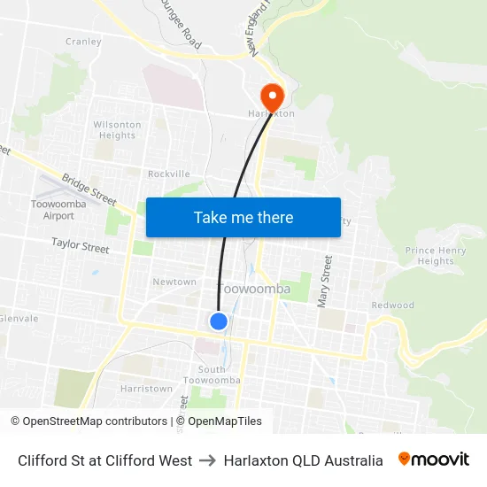Clifford St at Clifford West to Harlaxton QLD Australia map