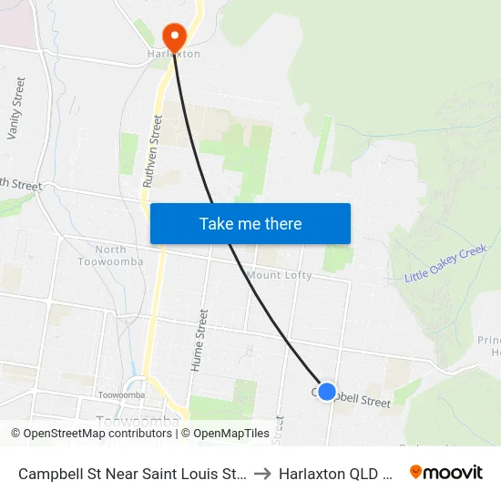 Campbell St Near Saint Louis St Hail 'N' Ride to Harlaxton QLD Australia map