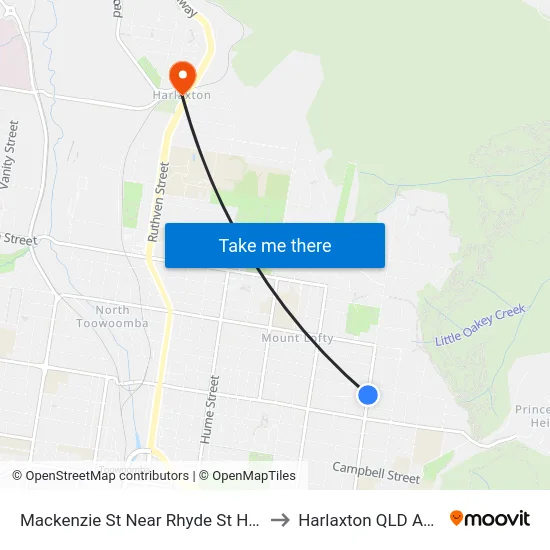 Mackenzie St Near Rhyde St Hail 'N' Ride to Harlaxton QLD Australia map