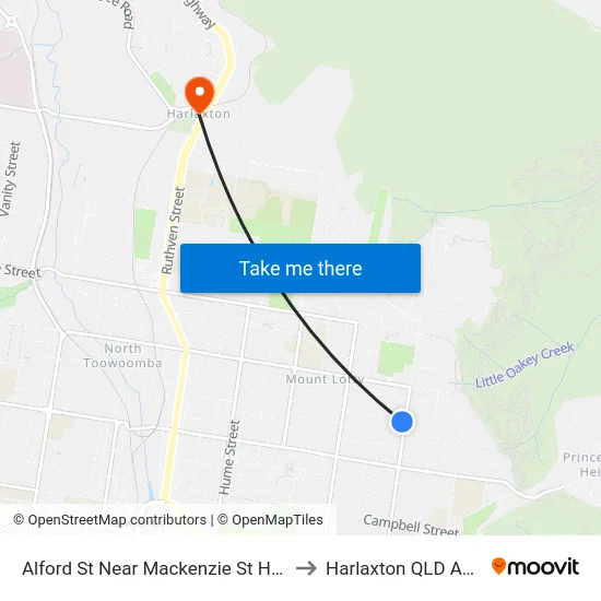 Alford St Near Mackenzie St Hail 'N' Ride to Harlaxton QLD Australia map