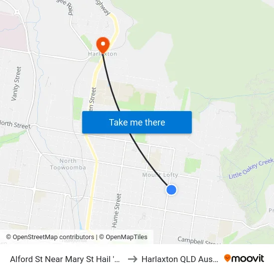 Alford St Near Mary St Hail 'N' Ride to Harlaxton QLD Australia map