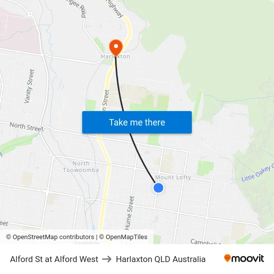 Alford St at Alford West to Harlaxton QLD Australia map