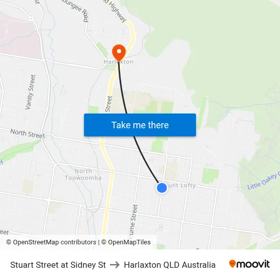 Stuart Street at Sidney St to Harlaxton QLD Australia map