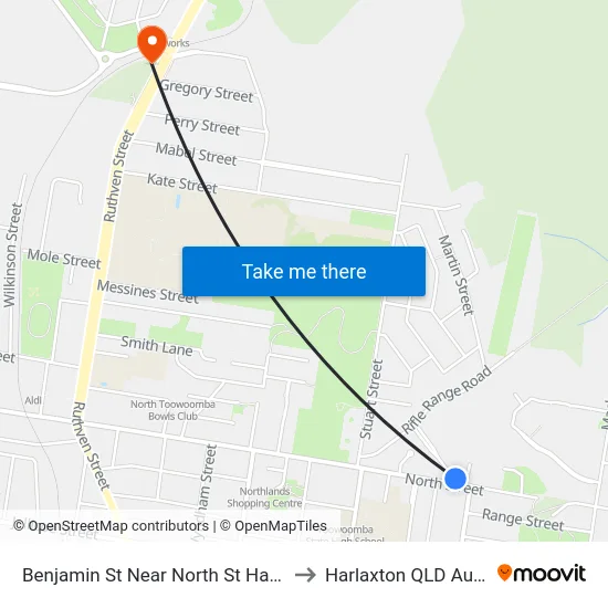 Benjamin St Near North St Hail 'N' Ride to Harlaxton QLD Australia map