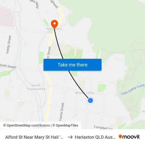 Alford St Near Mary St Hail 'N' Ride to Harlaxton QLD Australia map
