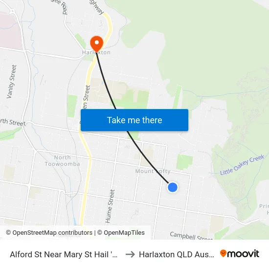 Alford St Near Mary St Hail 'N' Ride to Harlaxton QLD Australia map