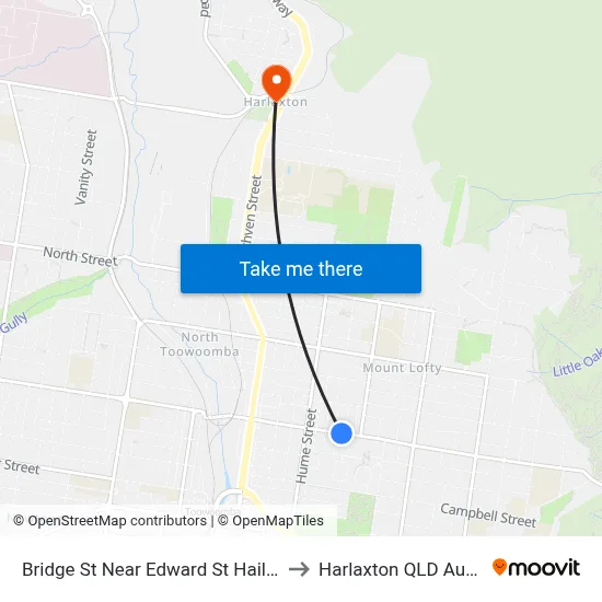 Bridge St Near Edward St Hail 'N' Ride to Harlaxton QLD Australia map
