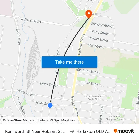 Kenilworth St Near Robsart St Hail 'N' Ride to Harlaxton QLD Australia map