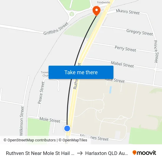 Ruthven St Near Mole St Hail 'N' Ride to Harlaxton QLD Australia map