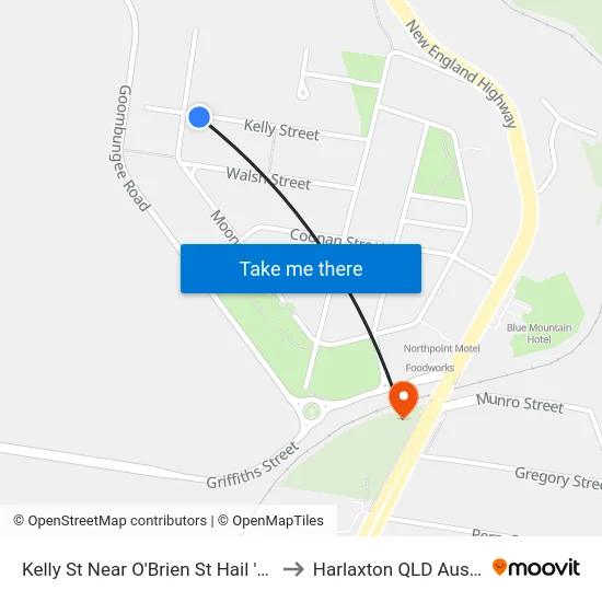 Kelly St Near O'Brien St Hail 'N' Ride to Harlaxton QLD Australia map