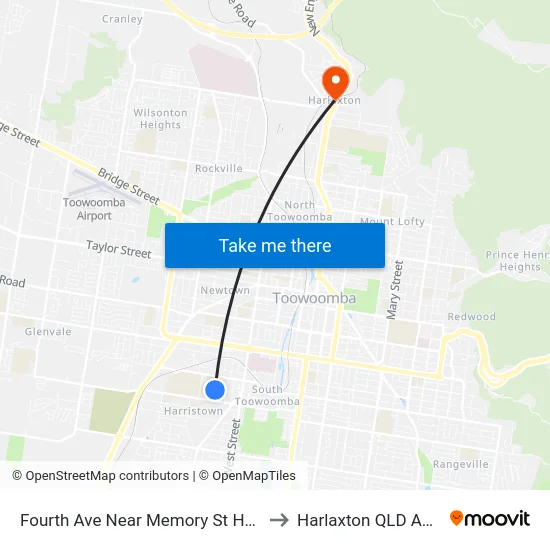 Fourth Ave Near Memory St Hail 'N' Ride to Harlaxton QLD Australia map